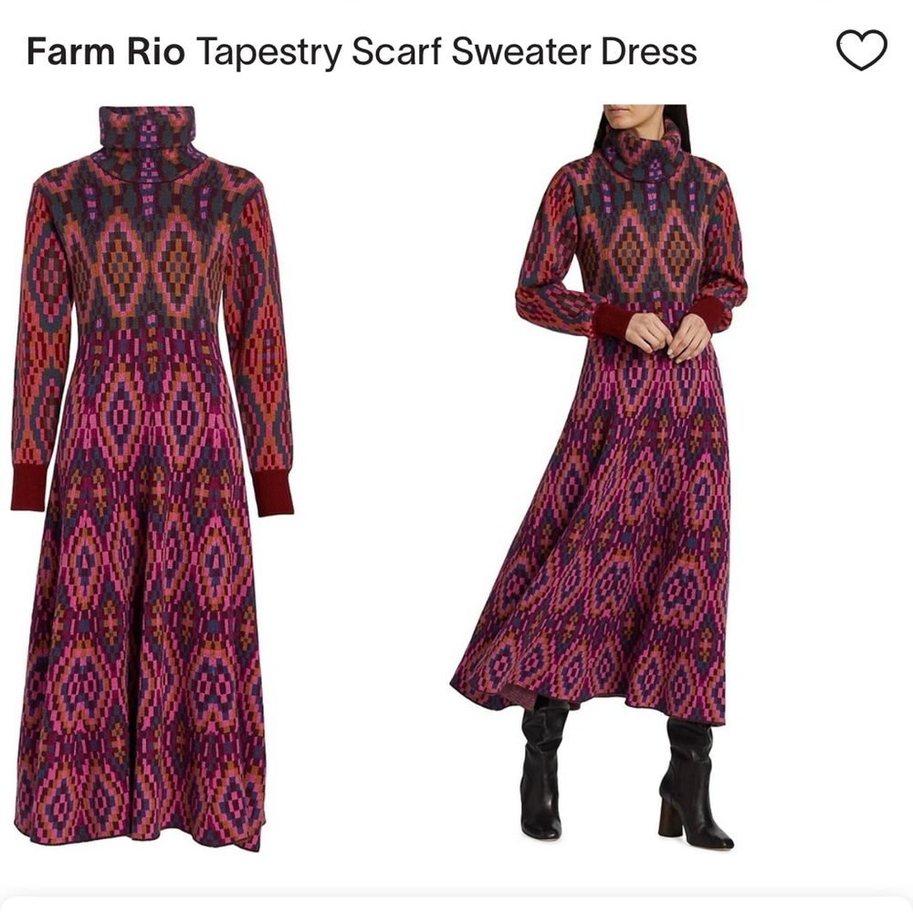 Farm Rio Tapestry Scarf Sweater Dress